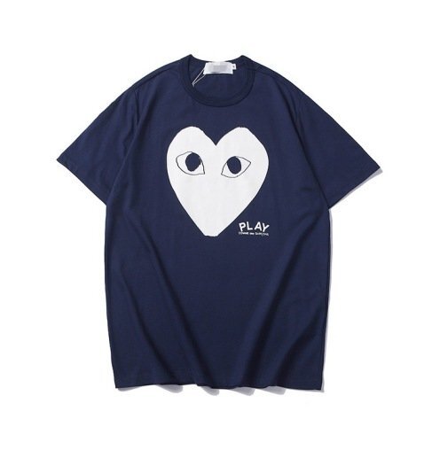 camisa azul marino cdg whit heart